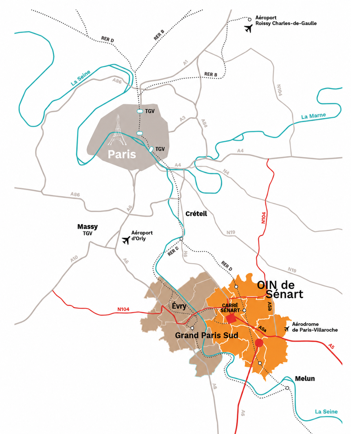 Carte de localisation entre Paris et Sénart